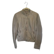 Giacca Moto LA Coalition Beige Ecopelle Vegan Media Cerniera Tasche Grunge Moto Jackets price