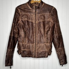 Giacca Moto J2 Tan Invecchiato Textured Ecopelle Med Marrone Zip Manica Grunge Moto Jackets price
