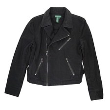 Lauren Ralph Lauren Giacca Moto Biker Zip Asimmetrica Nero Cotone Donna L Moto Jackets price
