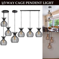 Plafoniera 1/3 vie paralumi geometrici a sospensione lampada gabbia industriale vintage Pendente Light price