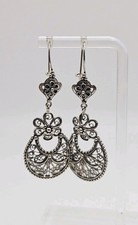 Orecchini pendenti DGS Turchia argento sterling filigrana floreale 2,60" DGS price