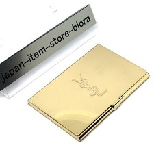 YVES SAINT LAURENT YSL Logo CASSANDRA Novità Porta Carte Metallo Oro Usato Supporto per Card Uomo price