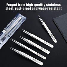 Pinzette dritte piegate in acciaio inox 6 pezzi per lavori fini artigianali Tweezers price