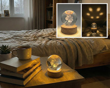 Sfera di cristallo Quadrifoglio 3D, base in legno- decorazione luce romantica Letto Bebè price