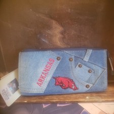 Nuovo portafoglio jeans Arkansas Razorbacks, regalo donna donna per sua mamma Supporto per Card Donna price