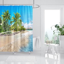 Tenda doccia 3D Tropical Beach 77 fibra impermeabile bagno finestre wc Shower / Bagno Tenda price
