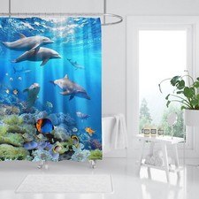Tenda doccia 3D Coral Fish 442 fibra impermeabile bagno casa finestre wc Shower / Bagno Tenda price