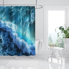 Tenda doccia 3D blu onde marine 43 fibra impermeabile bagno finestre wc Shower / Bagno Tenda price