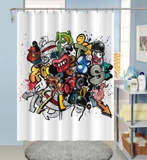 Tenda doccia 3D Graffiti 4198 fibra impermeabile bagno casa finestre wc Shower / Bagno Tenda price