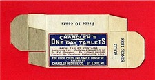 Vintage Chandler One Day compresse inutilizzate scatola medicinali St Louis vecchio negozio stock Medicina Prodotti price