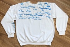 Felpa Hanes vintage Spin Art donna XL bianca blu scintillante USA Felpa Bebè price