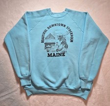 Felpa Vintage Maine Alce Parodia Grafica Anni 80 USA TG GRANDE Bambino Blu Imperfezione Felpa Bebè price