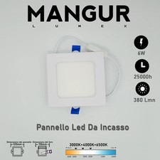 Set 4 Faretti LED da Incasso Quadrato CCT 6W 380 Lumen (3000k - 4000k - 6500k) Set da incasso price