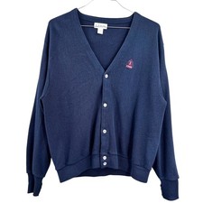 Cardigan maglione uomo vintage Izod blu navy ricamato stemma L preppy nonno Maglione & Cardigan & Maglieria Uomo price