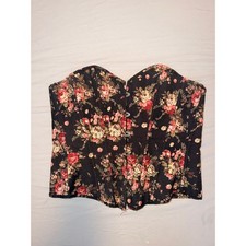 Top corsetto floreale Dora's Secret nero rosso rosa stringato schiena disossato taglia L Corset price