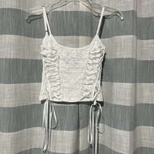 Top corsetto PrettyLittleThing bianco con lacci e dettagli in pizzo floreale e nastro US 8 Corset price