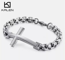 BRACCIALE DA UOMO CON CROCE  BRACCIALETTO STEEL IN ACCIAIO INOSSIDABILE Steel Bracciale price