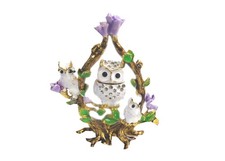 Bejeweled Gufo Famiglia sull'Albero Cerniera Metallo Smaltato Cristallo Portagioie Camera Mobili Bebè price