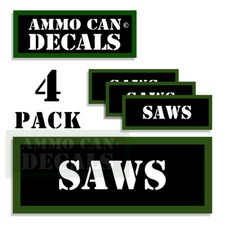 SAWS Bidone Munizioni ETICHETTE ADESIVI DECALCOMANIE per custodie munizioni 3"x1,15" confezione da 4 Saws price