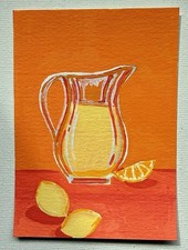 ACEO Brocca Limonata Originale ATC Mini Dipinto di Liz Benavides Pitcher price