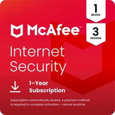 McAfee Internet Security Antivirus 2026 1, 3 Dispositivo 1 Anno Rinnovo Automatico Digitale Security Devices price