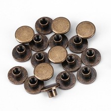 (5mm)20pz Viti Testa Piatta Rame Ottone Dadi Chiodi Rivetti Tappo Pelle Acce Screws, Nails, Nuts price