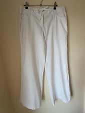 Next Pantalone donna UK12R bianco misto lino gamba larga Pantaloni Donna price