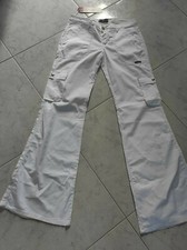 Pantaloni donna bianco in cotone multitasche a zampa vintage big brand varie tag Pantaloni Donna price
