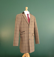 Cappotto uomo tweed House Of Cavani taglia 36 marrone check misto lana colletto velluto Overcoat Uomo price