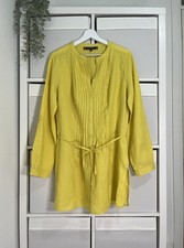 Top tunica lino lungo Principles taglia 14 giallo cravatta cintura manica lunga Tunic price