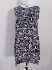 Abito tunica pesce strano 14 blu rosa stampa astratta viscosa tasche bottoni dietro Tunic price