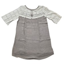 Umgee Tunic Top Mini Dress Lace Cut Out Sleeves Boho Feminine Taupe Womens Small Tunic price