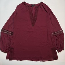 Camicetta tunica donna bianca mercato nero magenta orlo all'uncinetto media chiffon Tunic price