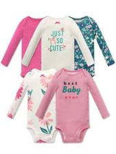 body bebè bambina set di 5 pezzi colorati fantasia in cotone manica lunga Set Abbigliamento Bebè price