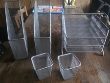 SET SCRIVANIA 6 PEZZI IKEA IN RETE DI METALLO SILVER UFFICIO CESTINO ORGANIZER Set Ufficio price