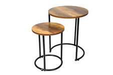 Set 2 tavolini da caffè con estremità laterale rotondo a nido arredo soggiorno Nesting Tavoli price