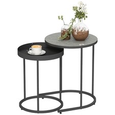 HOMCOM Set di 2 Tavolini Laterali Nesting, Nido Rotondo Industriale di Tavoli, Grigio Nesting Tavoli price