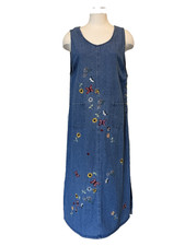 Vintage Abito maglione denim Agapo ricamato floreale completo cotone L modesto maxi Modest Abbigliamento price