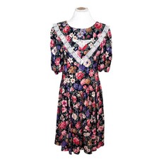 Abito midi Glenfrey vintage anni 80 Cottagecore vita basca taglia 18 floreale modesto Modest Abbigliamento price