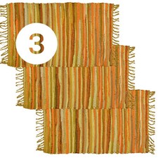 Set Di 3 Tappeti Runner In Cotone 50x90 Boho Strisce Grigio Runner Tappeto price