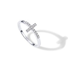 Anillo de cruz de circonita cúbica bañado en oro de 14 quilates para mujer Oro Wedding Band price