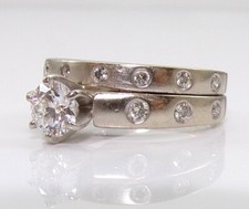 Anello D'Oro oro bianco 14 carati taglio tondo diamante 0,90 ctw fidanzamento set matrimonio LNA2 Oro Wedding Band price