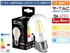 V-TAC VT-2133 LAMPADINA LED E27 12W BULBO A60 GOCCIA FILAMENT VETRO TRASPARENTE Filament price