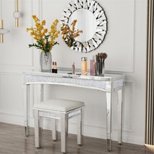 Tavolo Consolle Specchiato Resistente Diamante Vanity Comò Scrivania Vetro Argento Ripiano Dresser / Vanity Tavolo price
