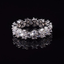 Anello Nuziale Eternity In Diamante Simulato VVS1 4ct Placcato Oro Bianco 14K Diamante Eternity Anello price