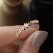 Anello Solitario Eternity Rotondo Con Diamante Simulato Placcato Oro 14k Diamante Eternity Anello price