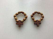 PAIR OF LIGHT OLIVE WOOD FINGER ROSARIES Rosari price