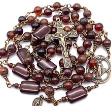 Rosario cimelio cattolico avvolto in pietra preziosa granato hessonite GRANDE Rosari price