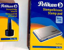 Pelikan Stamp Pad cuscinetto tampone timbri cm 7x11 e flacone di inchiostro blu Stamp & Inchiostro Pad price