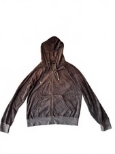Felpa con cappuccio e zip intera velluto grigio Juicy Couture taglia M tuta top cerniera oro Tracksuit Donna price